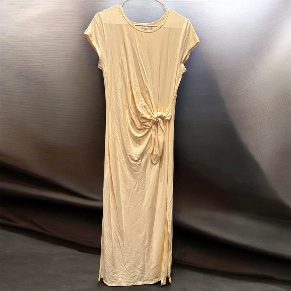 Wilfred Elegant yellow Cream Maxi Dress LARGE pit to pit 16in length 51in
